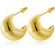 Brincos UNIQUEYOO Chunky Gold e Silver Hoop banhados a ouro 18k