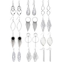 Brincos Venianus Silver Dangle 12 pares para mulheres