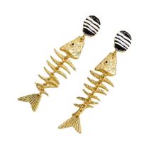 Brincos Vintage Femininos Com Design Irregular De Esqueleto De Peixe, Acessórios Modernos Para