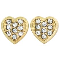 Brincos West Coast Jewelry ELYA Gold Tone Crystal Heart