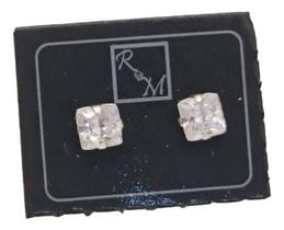 Brincos Zircônia Quadrado 5mm Em Prata 950 Brincos Zircônia Quadrado 5mm Em Prata 950