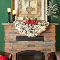 Brinde de Natal Glitzhome Pre-Lit Flocked Greenery 90 cm com luz