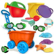 Brinquedo 10 Pçs Educativo De Praia Com Carrinho E Balde