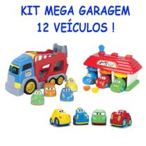 Brinquedo 12 Carrinhos de Corrida Com Garagem Para Crianças