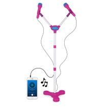 Brinquedo 2 Microfones Com Pedestal Duplo Infantil Luz e Som - Toys & Toys