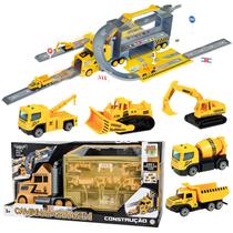 Brinquedo 3 Em 1 Caminhão Maleta Pista Garagem Com Rampa E Miniaturas De Obra