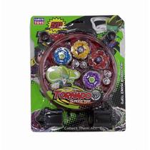 Brinquedo 4 Beyblade Com Metal Led + 2 Lançador + Arena,Com Led Super Rápida Pronta Para Batalha +Arena Clash de Combate