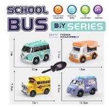 Brinquedo 4 Ônibus Escolar Monta e Desmonta Com E Chave