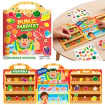 Brinquedo Adesivo Reutilizável Montar Infantil Kids 31pçs DESENHO:ALIMENTOS Brinquedo Adesivo Reutilizável Montar Infantil Kids 31pçs DESENHO:ALIMENTOS