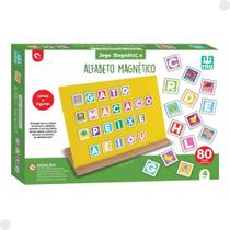 Brinquedo Alfabeto Magnético Madeira Letras Figuras 80 Peças 0467 - Nig - NIG Brinquedos