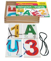 Brinquedo Alinhavos Números E Vogais Com 15 Placas