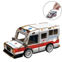 Brinquedo Ambulância de montar 3d em madeira Quebra cabeça