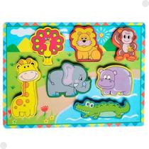 Brinquedo Animais da Selva Jogo Encaixar em Madeira Educativo DMT5735B - DM Toys