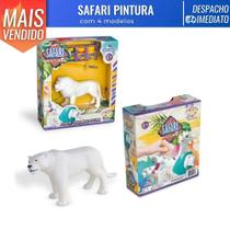 Brinquedo Animal p/ Pintura Colorir Safari Onça Pintada c/ Tinta e Pincel
