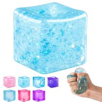 Brinquedo Antiestresse AlbTemp Cubo de Gelo Squishy Azul com Glitter