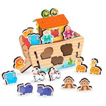 Brinquedo Arca De Noé 34 Peças Em Madeira Blocos De Encaixe Educativo 0475 Nig Brinquedos