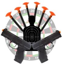 Brinquedo Arminha Mira Dardo no Alvo Infantil Kit 2 Air Gun de Ar com 6 Dardos e 1 Alvo Prática de Pontaria Divertida Jogos de Mira Recreativas