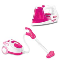 Brinquedo Aspirador Pó DmToys C/ Luz e Ferro Passar Roupas