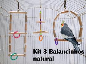 Brinquedo Aves calopsita papagaio kit 3 balanços natural