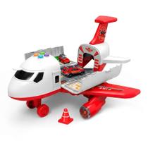 Brinquedo Avião Bombeiro Com Luz e Som e 2 Carros Domni