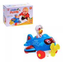Brinquedo Avião C/ Piloto Som E Luz Musical Bate E Volta