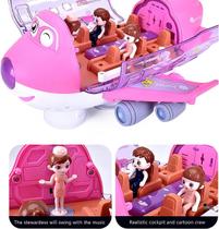 Brinquedo Avião Rosa Som E Luzes Gira 360º 3d Bate Volta Led- Rosa Brinquedo Avião Rosa Som E Luzes Gira 360º 3d Bate Volta Led- Rosa