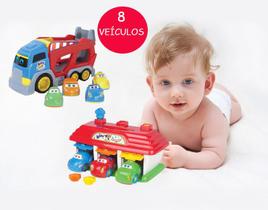 Brinquedo Baby Cargo e Baby Garagem com 7 Carrinhos Infantil