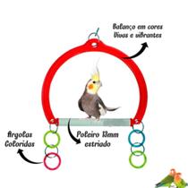 Brinquedo Balanço Plástico com Poleiro e Argolas Calopsita Agapornis Diversão para Pássaros