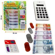 Brinquedo Banco Divertido Com Dinheiro + Calculadora+56 Pçs