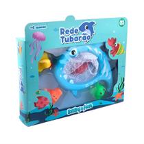 Brinquedo Banho Pesca 5 Peças Rede Tubarão Piscina Infantil