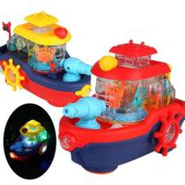 Brinquedo Barco Interativo Lança Água Bate e Volta Som E Luz - toys