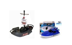 Brinquedo Barco Pirata C/ Motor E Lancha Policial Marine