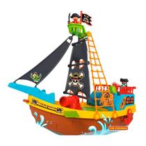 Brinquedo Barco Pirata Com Rodinhas Maral 23 Peças