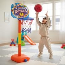 Brinquedo Basquete Infantil com Tabela Pedestal Bola e Bomba Wellkids