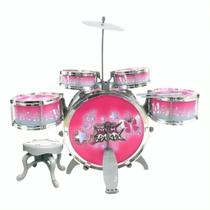 Brinquedo Bateria Infantil Rock Party Rosa 6066 - Dm Toys