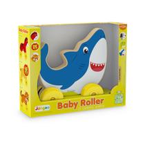 Brinquedo Bebê Carrinho em Madeira MDF, Tubarão, Baby Roller, Junges