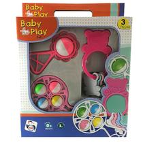 Brinquedo Bebê Didático Com Chocalho Mordedor 3 Peças Baby