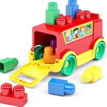Brinquedo Bebê Didático Ônibus da Blocolândia 10 Peças Encaixar Dismat Brinquedo Bebê Didático Ônibus da Blocolândia 10 Peças Encaixar Dismat