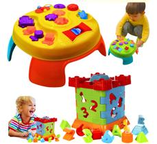 Brinquedo Bebe Educativo Mesa + castelo Menino Menina Encaixe Didático