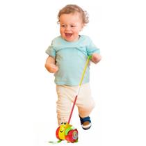 Brinquedo Bebe Empurrar Puxar Andar Menino Menina 18 meses Presente 1 ano Primeiros Passos Andador Auxiliar - Mercotoys