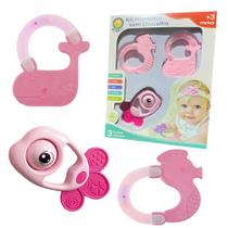 Brinquedo Bebê Kit Chocalho Infantil Mordedor Colorido Legal
