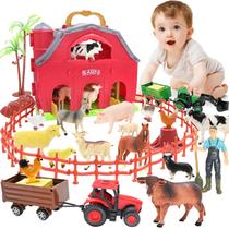 Brinquedo Big Red Barn Farm Animals com trator para crianças BOLZRA Brinquedo Big Red Barn Farm Animals com trator para crianças BOLZRA