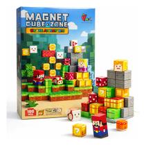 Brinquedo Bloco Cubos Magnéticos Infantil 100 Peças Educativo Magnet