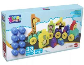 Brinquedo Bloco De Encaixe Trem Puxa Zoo 33 Pcs Dismat Mk362