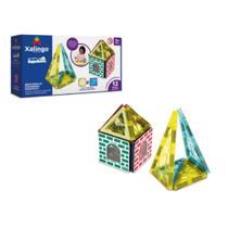 Brinquedo Bloco De Montar Brincando de Engenheiro Magnético 12 Peças Xalingo
