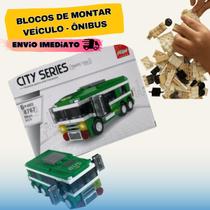 Brinquedo Bloco de Montar Infantil - Monta Monta Ônibus 96 Peças - Lego Veiculo - Coleção City Serie