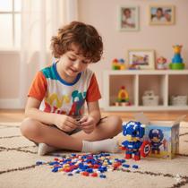 Brinquedo bloco magico para montar infantil educativo monte e crie tigre gatinha animais bloquinho diversão 130pçs