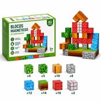 Brinquedo Bloco Magneticos Manicreft Montagem Cronstrução Educativo 63 Peças