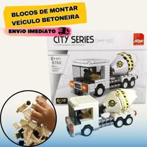 Brinquedo Bloco Montar Infantil - Monta Monta Betoneira 93 Peças - Lego Veiculo - Coleção City Serie