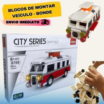 Brinquedo Bloco Montar Infantil - Monta Monta Bonde 99 Peças - Lego Veiculo Bondinho - Coleção City
